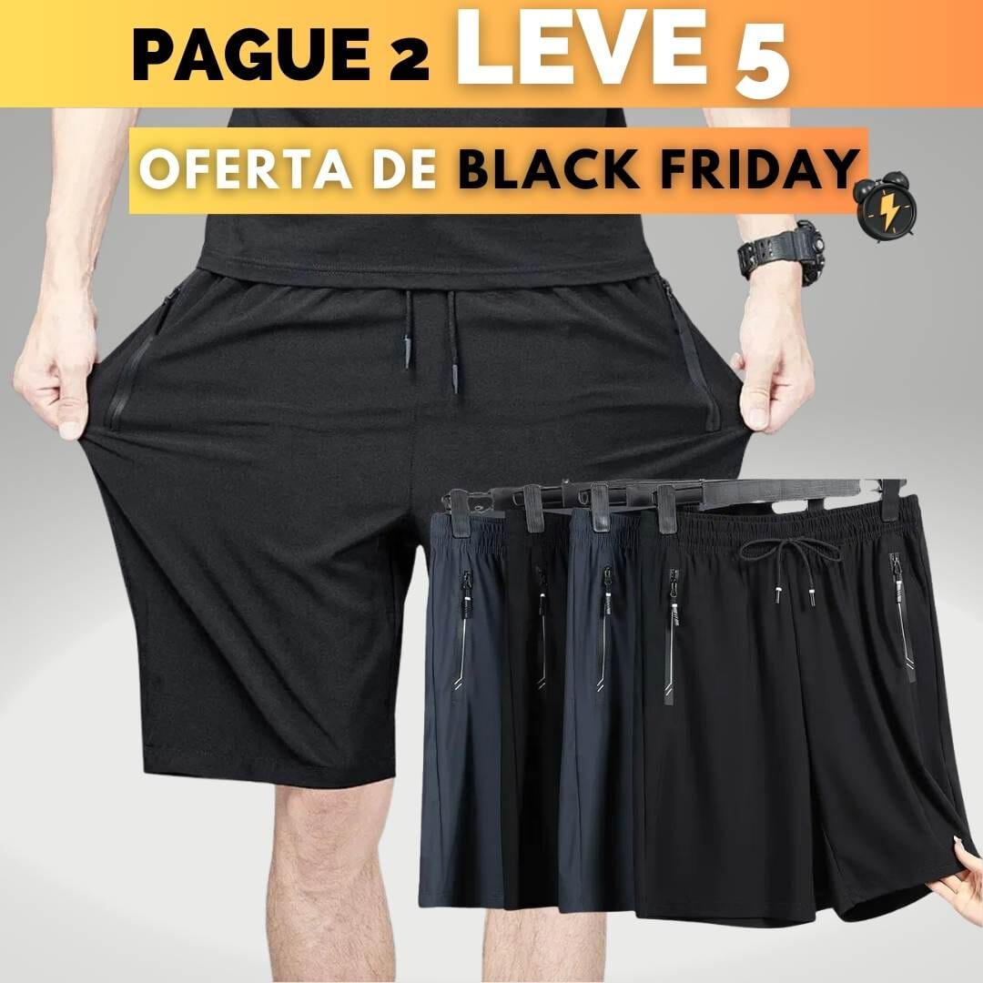 [KIT 5 SHORTS] - UNISSEX - Bermudas Esporte Fino em Seda Gelo