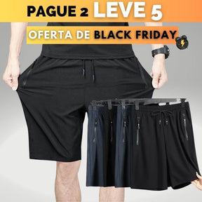 [KIT 5 SHORTS] - UNISSEX - Bermudas Esporte Fino em Seda Gelo